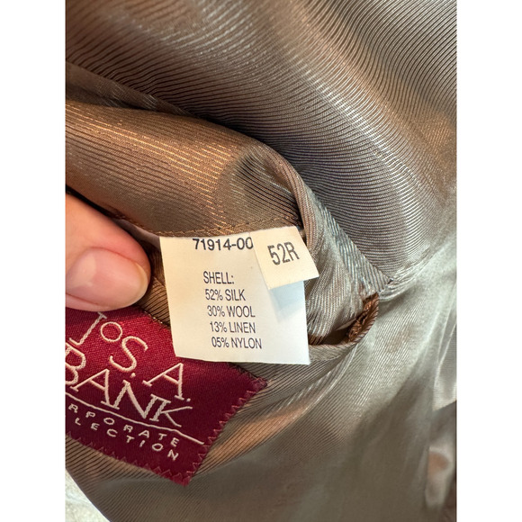 JOS. A. BANK beige check silk wool linen blend mens jacket blazer 52R - Picture 10 of 10